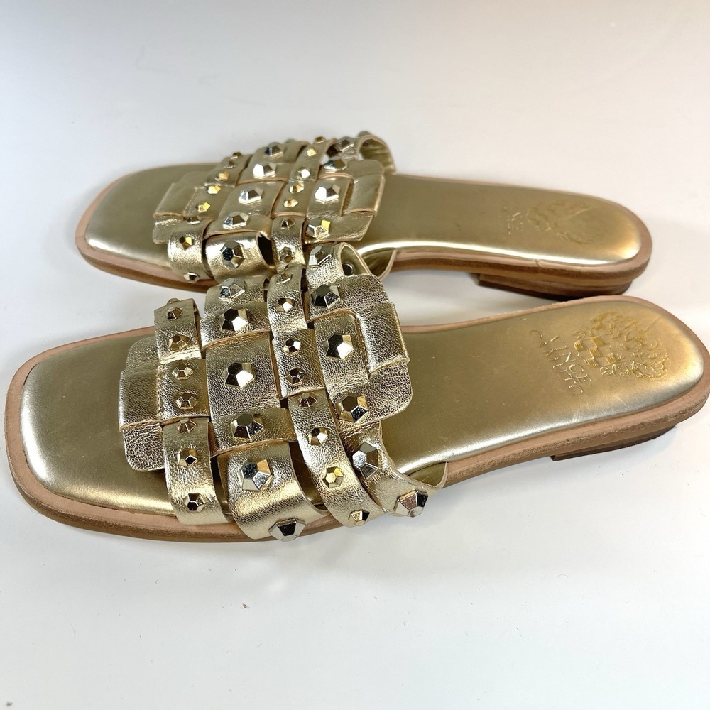Vince Camuto‎ Gold Slip On Jeweled Flat Sandal 7.5